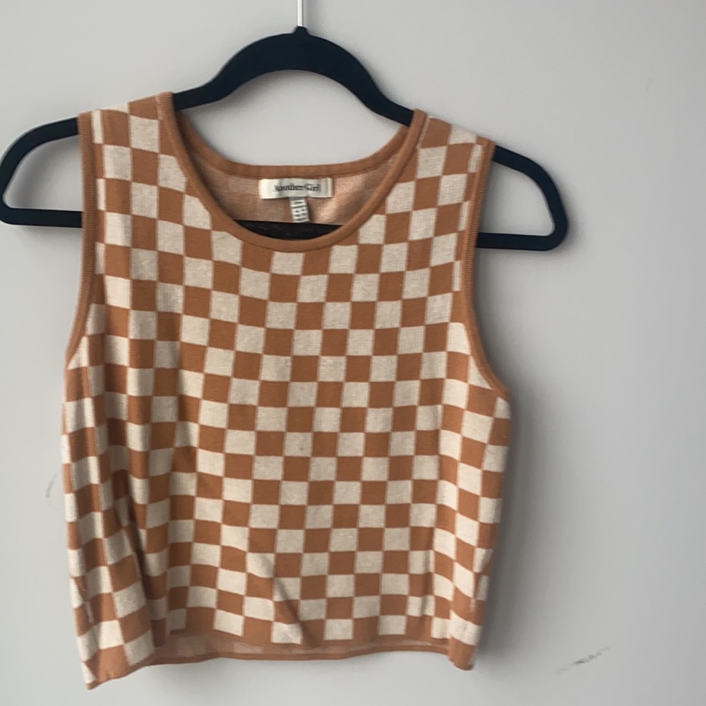 Another Girl Check Knit Tank Top (M)